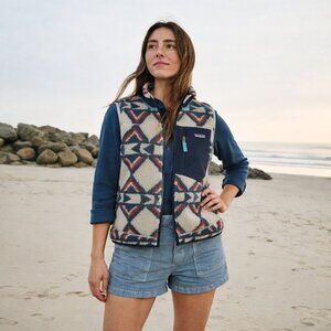 Patagonia‎ Classic Retro-X Fleece Vest Size Small Brass Hawk Smolder Blue Sherpa